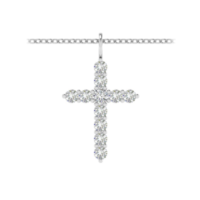 2 Ctw Lab Diamond Cross Pendant Necklace